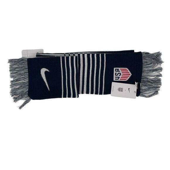 Nike USA Local Verbiage Scarf USMS Knit Fringe Blue White Unisex One Size - Picture 5 of 12